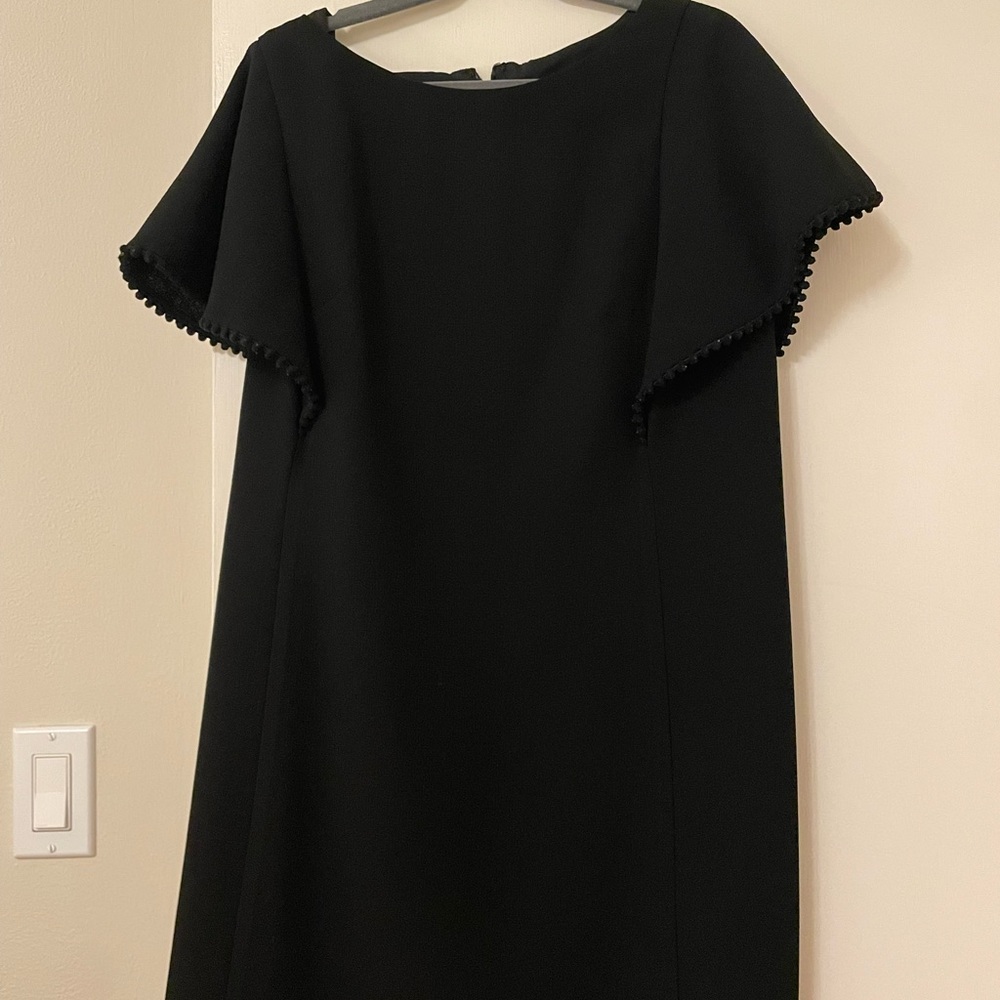 LOFT black crepe shift dress with flutter sleeves